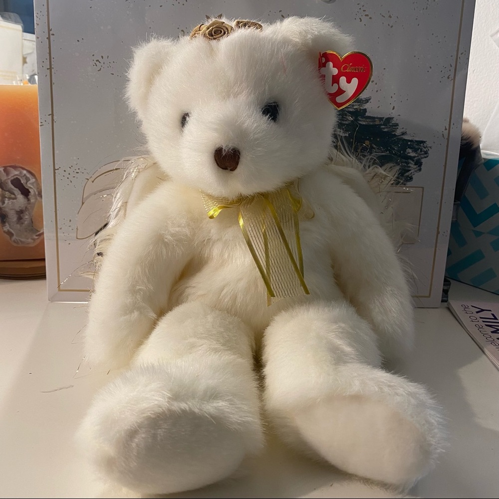 2001 TY CLASSIC 13" Beanie Buddy DIVINE Gold Winged ANGEL BEAR